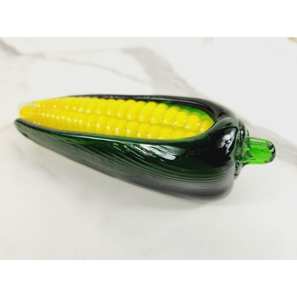 Art Glass Hand Blow Ear Sweet Corn Vegetable 8" Home Decor 90s Vintage - Picture 1 of 12